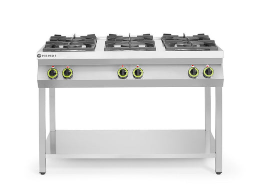 HENDI Gasspis - 6 brännare och öppet stativ, Kitchen Line, 28,5 kW