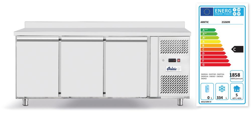 Arktic Frysbänk, 3 dörrar 420L, Profi Line, GN 1/1, 420L, 230V/600W, 1796x700x(H)879mm