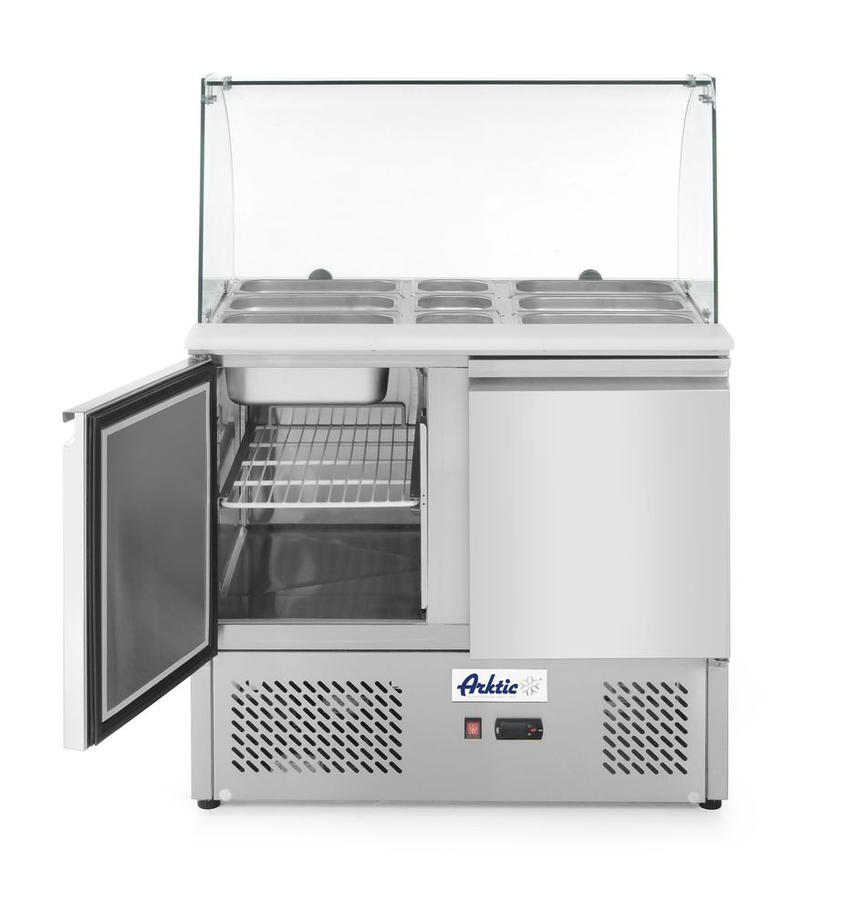 Two door salad counter with glass display 300L