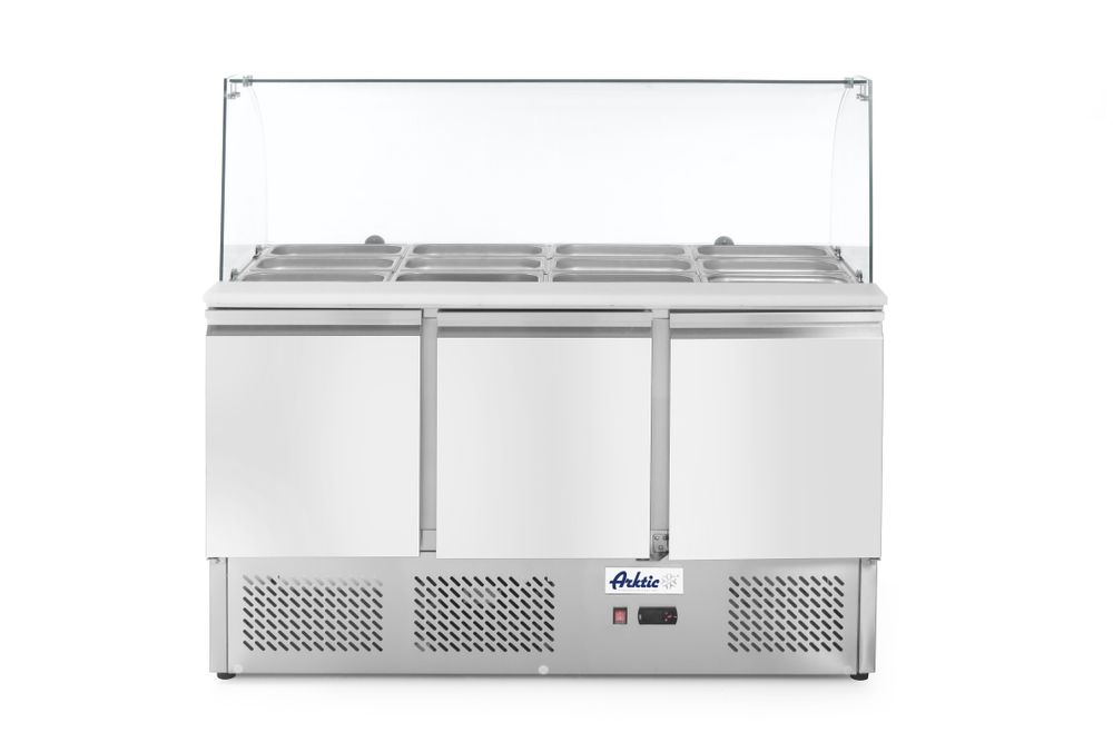 Salladsdisk med tre dörrar och glasdisplay, 380 l, Arktic, 230 V/310 W, 1390 x 702 x (H) 1330 mm