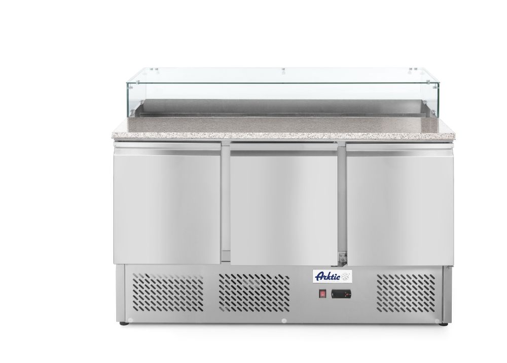 Three door pizza counter 380L