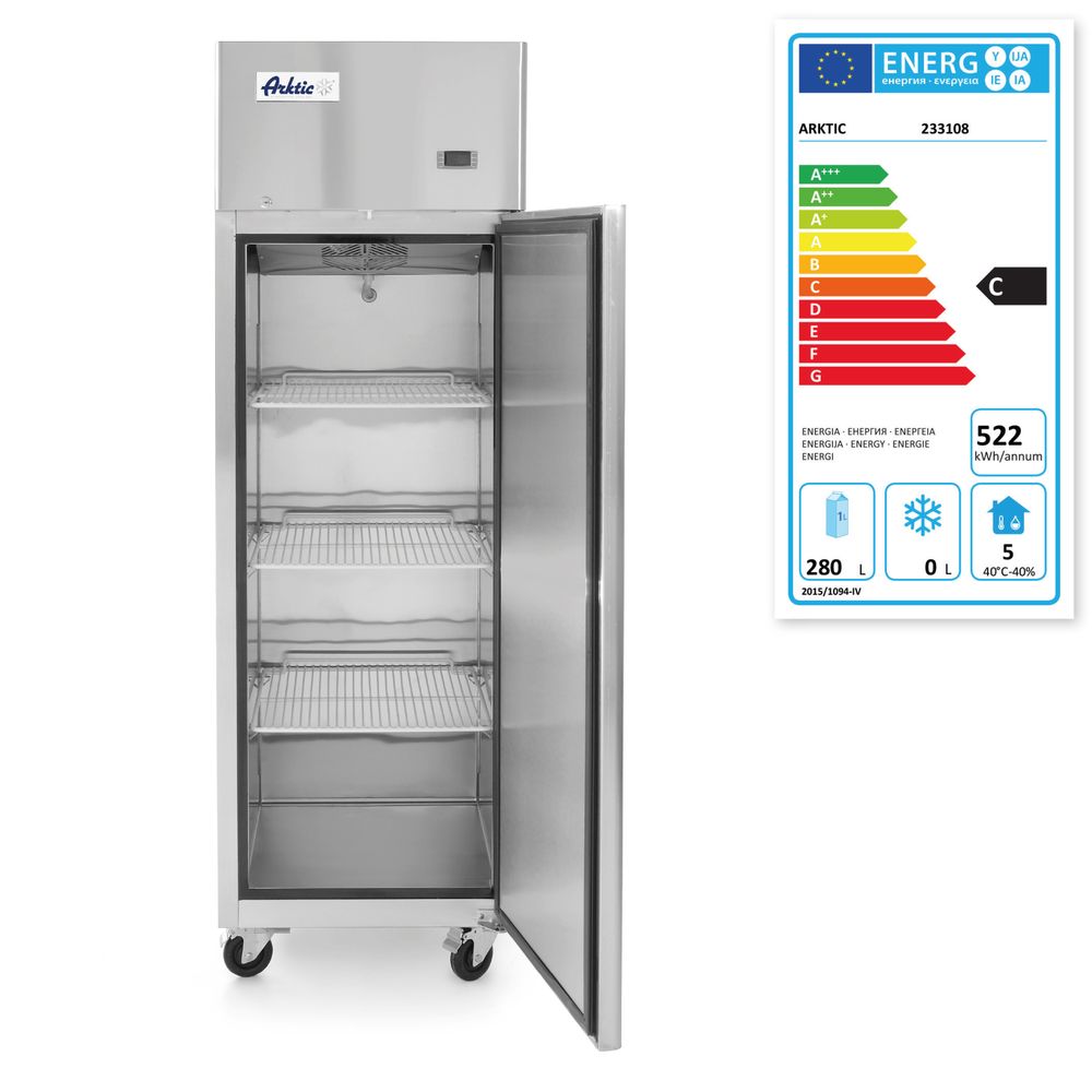 Arktic Kylskåp med enkel dörr, 410 l, Profi Line, 230V/290W, 600x740x(H)1950mm