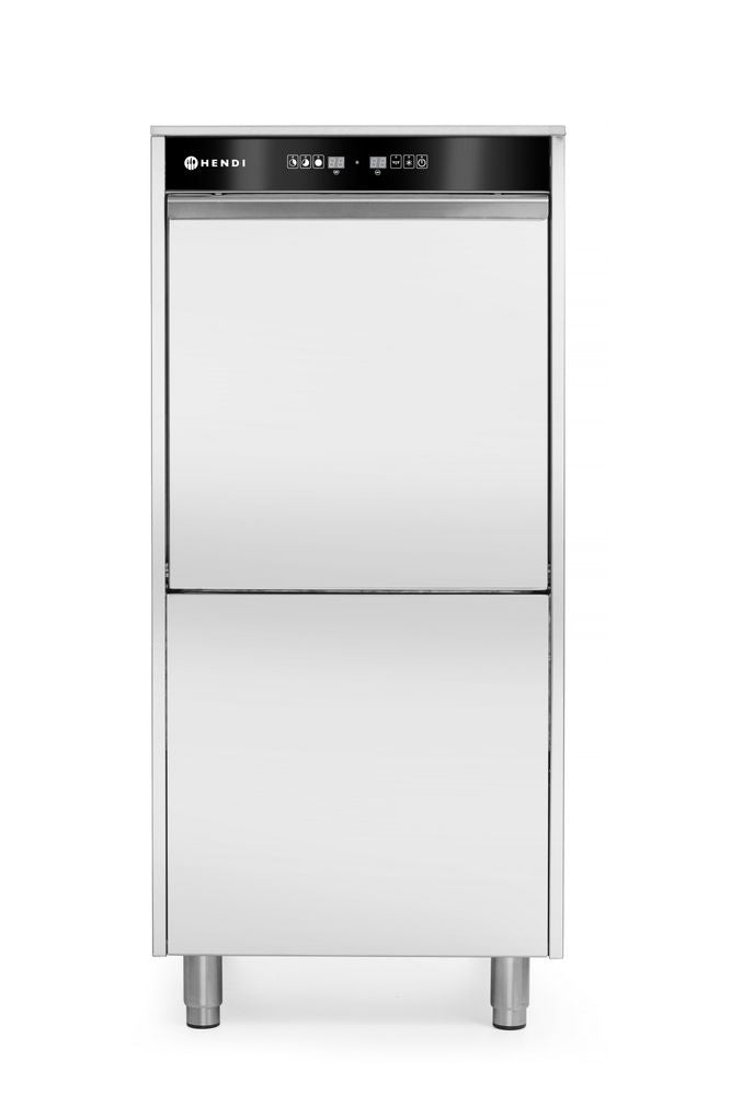 50x60 diskmaskin för brickor och kastruller – elektroniskt styrd, med doseringssystem för diskmedel och avloppspump, HENDI, 400V/7100W, 595x777x(H)1335mm