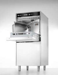 Hendi 50x60 diskmaskin för brickor och kastruller – elektroniskt styrd, med doseringssystem för diskmedel och avloppspump, 400V/7100W, 595x777x(H)1335mm