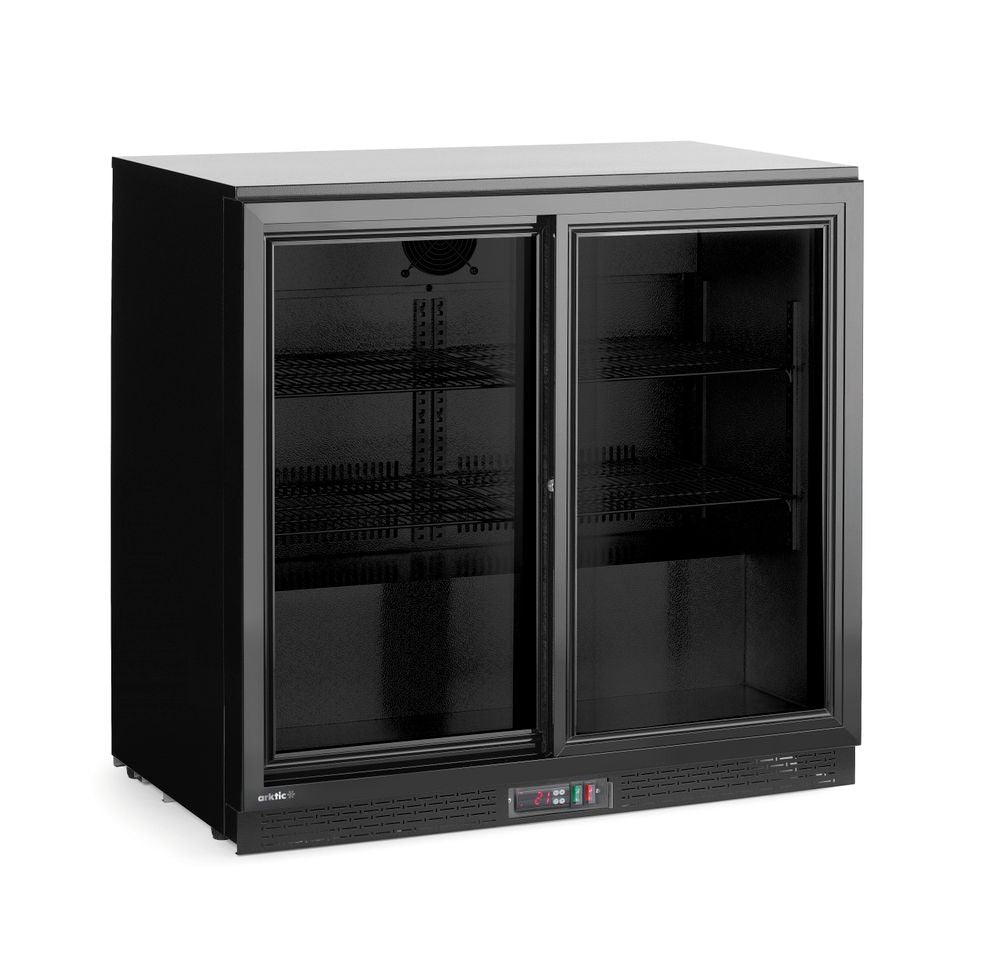 Back bar refrigerator with double sliding doors, Arktic, 158L, Black, 220-240V/160W, 900x520x(H)870mm