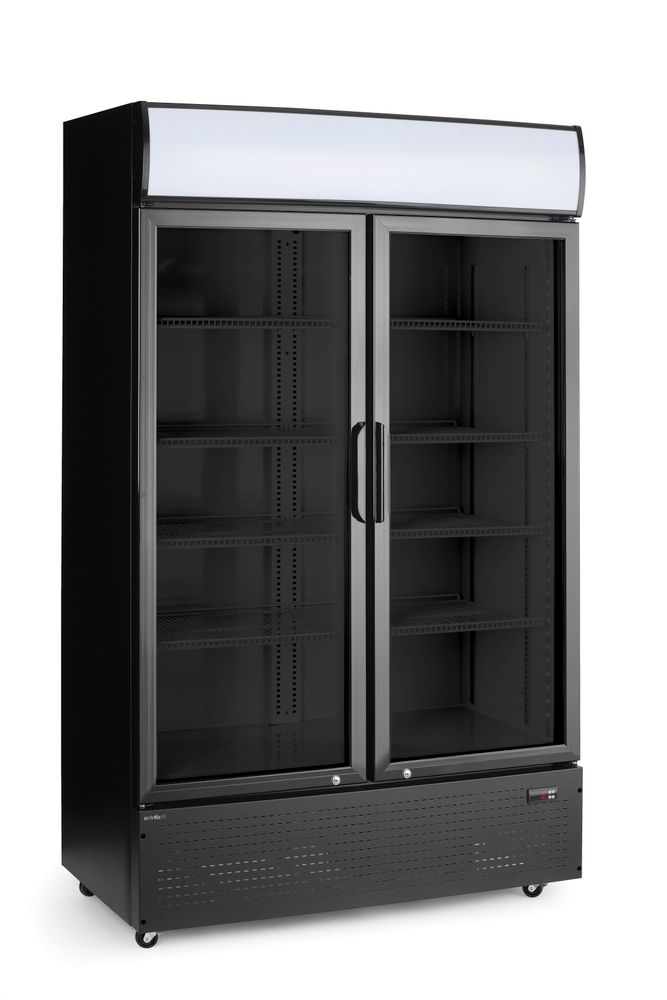 Back bar refrigerator with a backlit panel, double-door, Arktic, 512L, Black, 220-240V/510W, 1120x585x(H)1900mm