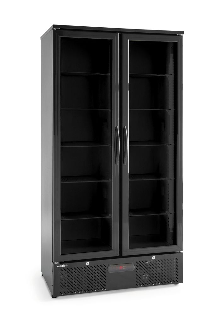 Back bar refrigerator double-door, Arktic, 384L, Black, 220-240V/365W, 900x530x(H)1820mm
