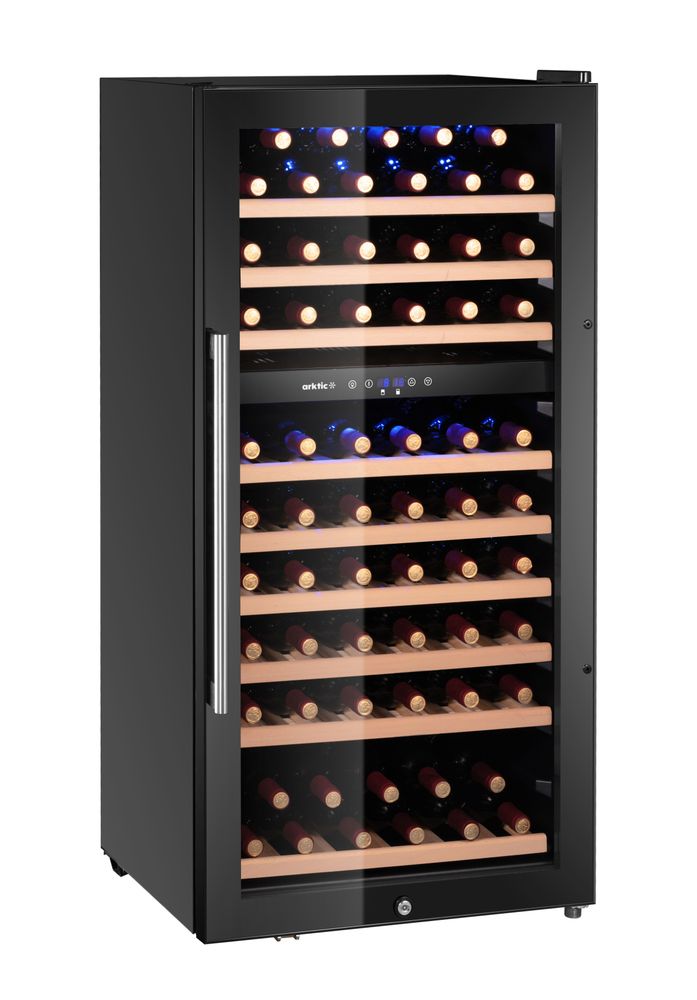 Arktic Vinkyl, 2-zoner, 91 flaskor, 230L, Svart, 569x595x(H)1215mm