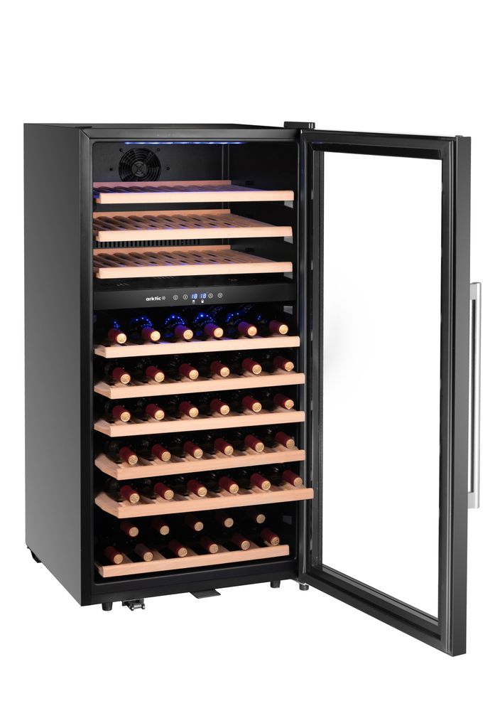 Arktic Vinkyl, 2-zoner, 91 flaskor, 230L, Svart, 569x595x(H)1215mm