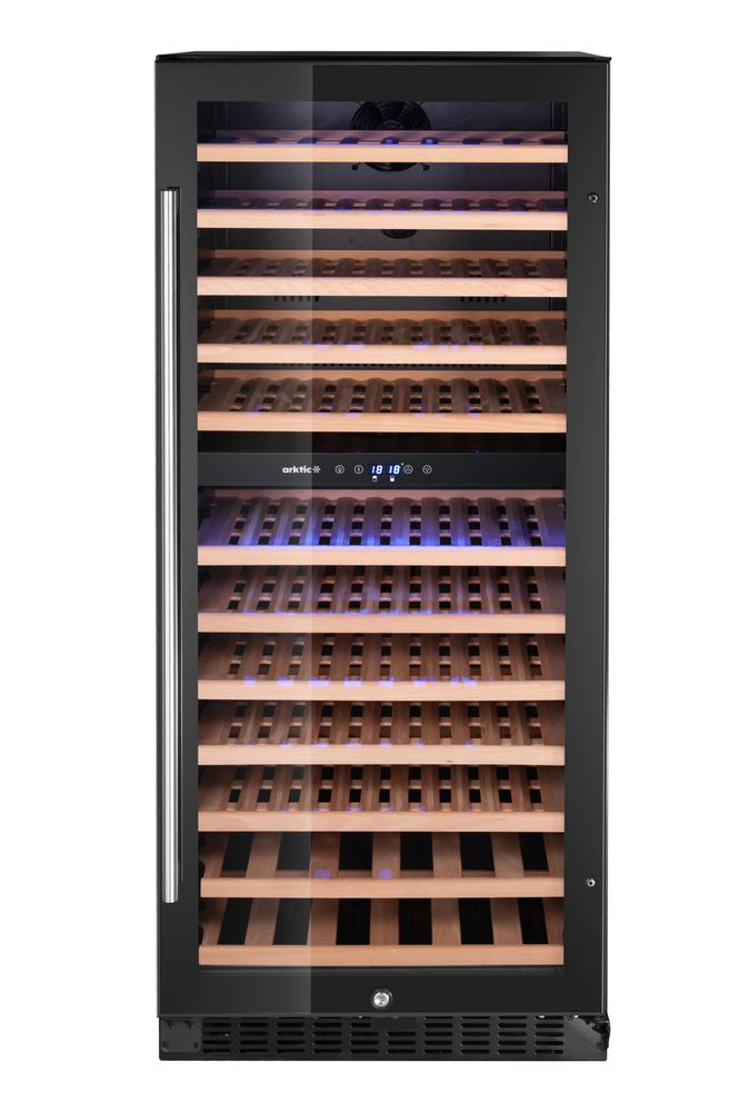 Wine cooler, 2-zone, 124 bottles, Arktic, 265L, Black, 570x595x(H)1400mm
