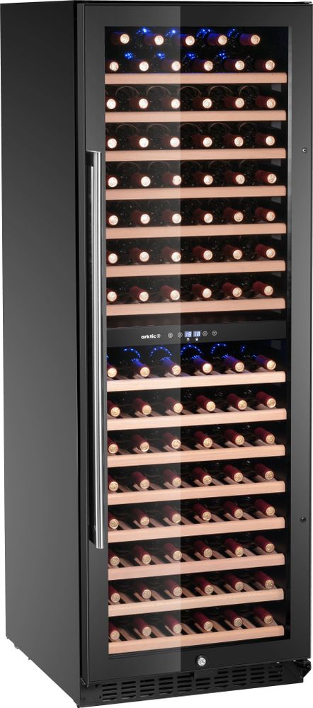Wine cooler, 2-zone, 131 bottles, Arktic, 418L, Black, 680x595x(H)1760mm