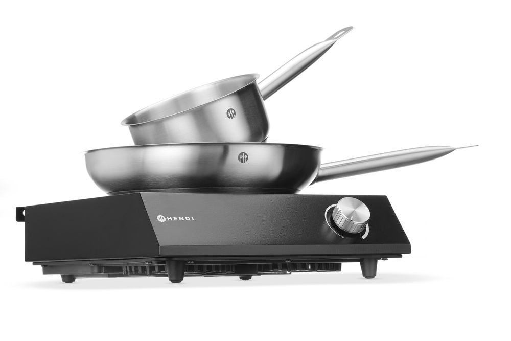 Hendi Set: Induktionsspis 3500W + kastrull + stekpanna, Svart, 220-240V/3500W, 320x395x(H)95mm