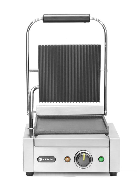 HENDI Klämgrill, Räfflad topp och slät botten, 230V/1800W