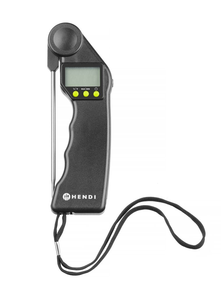 Digital termometer med vikbar sond, HENDI, Svart, 160x55x(H)20mm