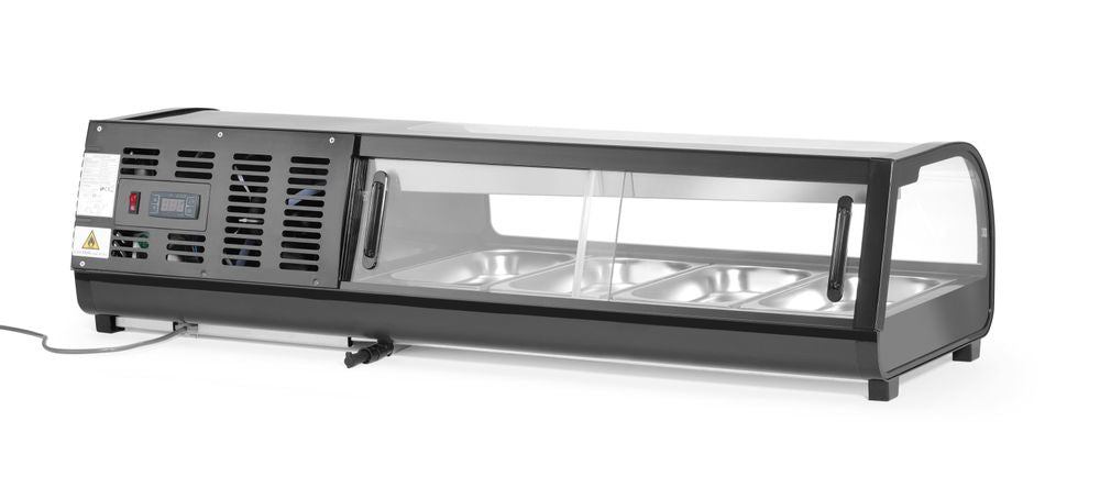 Arktic Sushidisplay, Inkluderade behållare: 4x GN 1/3 (H) 40mm., GN 1/3, Svart, 220-240V/190W, 1177x426x(H)296mm