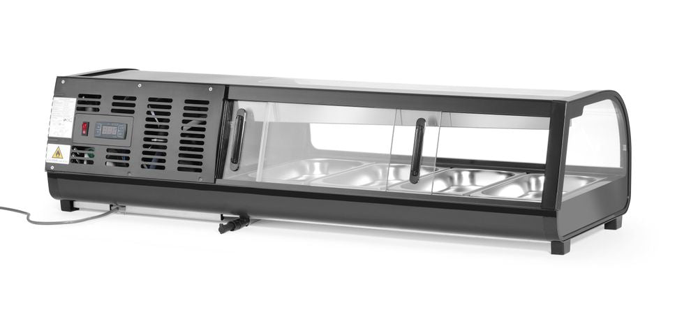 Arktic Sushidisplay, Inkluderade behållare: 4x GN 1/3 (H) 40mm., GN 1/3, Svart, 220-240V/190W, 1177x426x(H)296mm