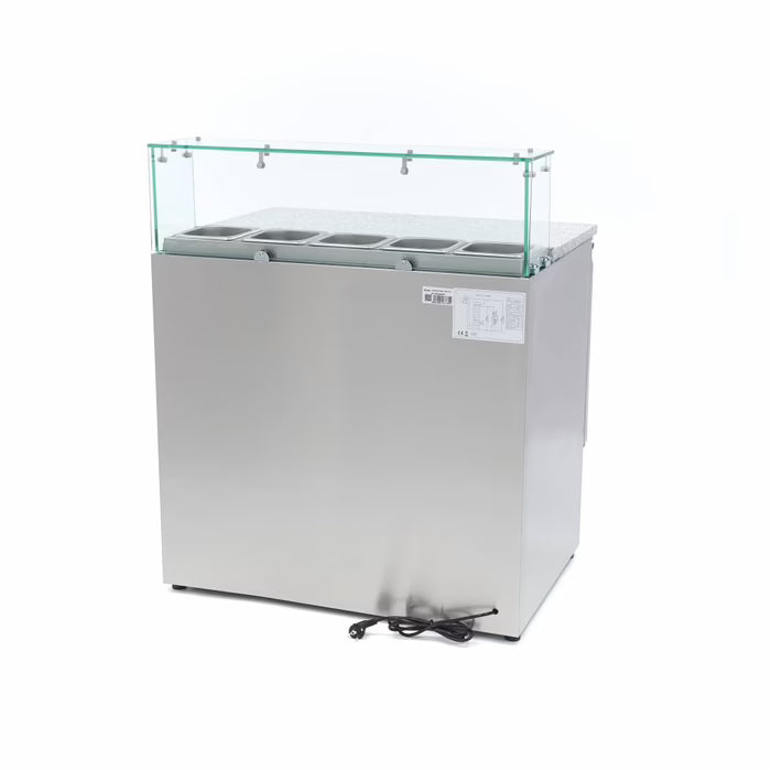MAXIMA Pizzabänk med 2 dörrar 90cm - 285L - Glasskydd