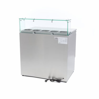 MAXIMA Pizzabänk med 2 dörrar 90cm - 285L - Glasskydd