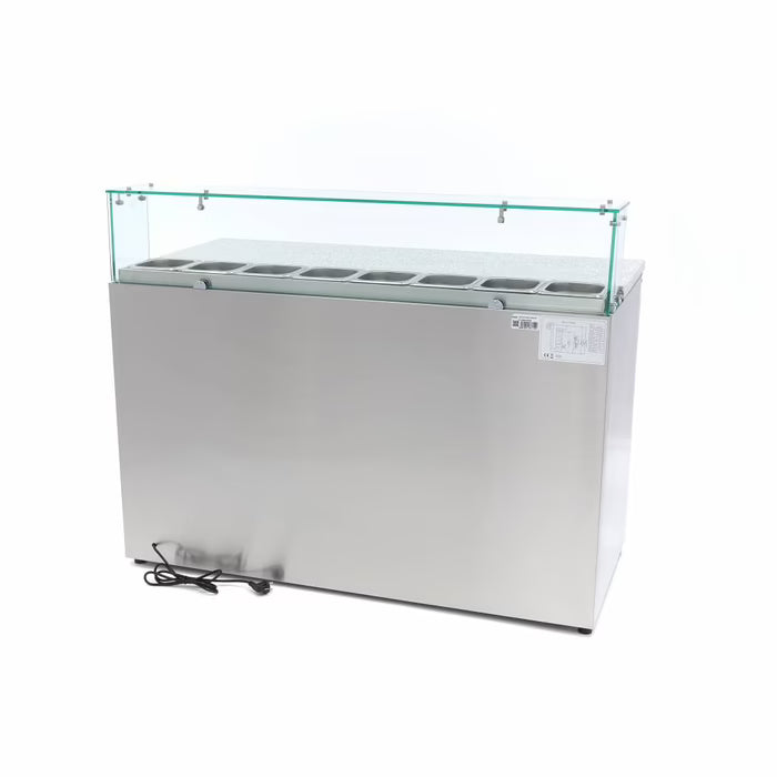 MAXIMA Pizzabänk med 3 dörrar 137cm - 400L - Glasskydd