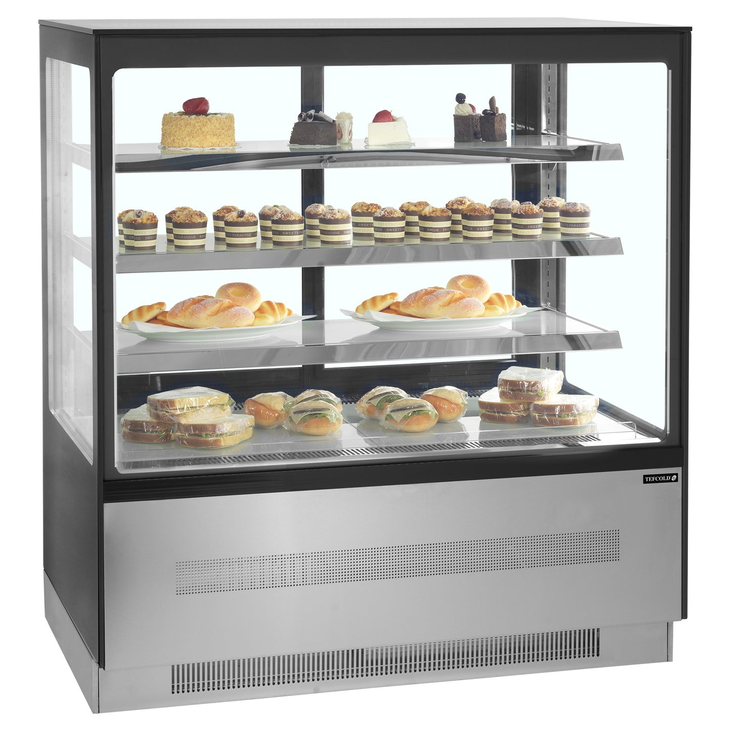LPD903F/BLACK - Kylda displaykylbänkar - Kyld glasdisk med extra hyllutrymme