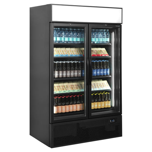 FSC1200H BLACK - Svart display kyl - Svart 2-dörrars displaykyl med skärm