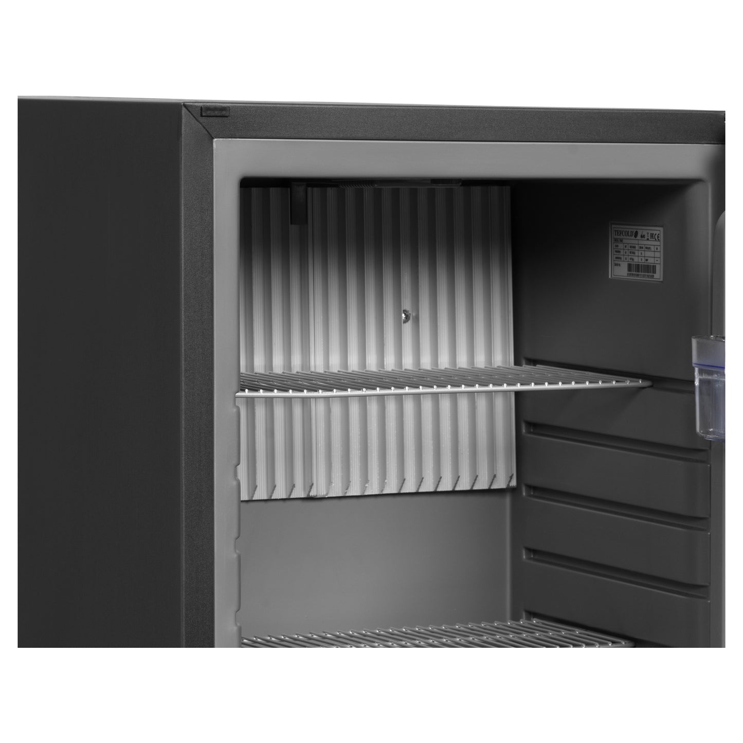 TM33G - Minibar - Svart minibar-kylskåp med ramlös glasdörr