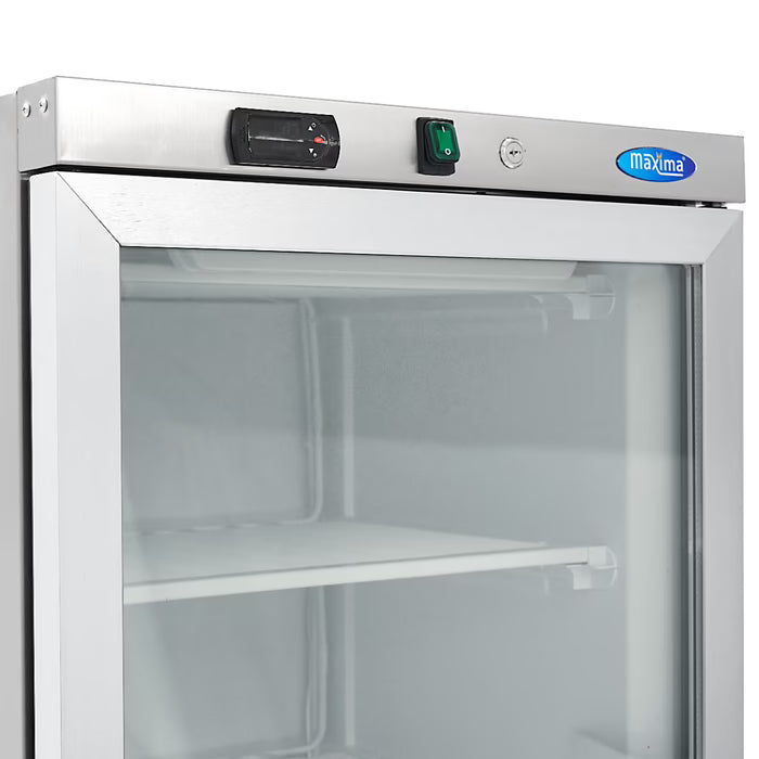 MAXIMA Frys med glasdörr 400L - Rostfritt stål