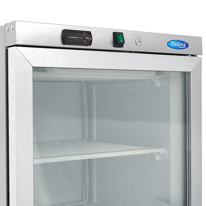 MAXIMA Frys med glasdörr 400L - Rostfritt stål