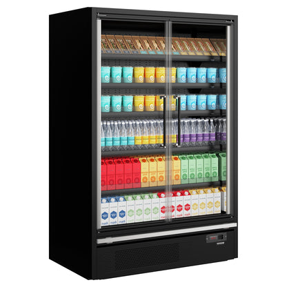 TEFCOLD Galaxy+ GP14FGD Black - Multideck-kyl för stormarknader - Energieffektiv multideck-kyl med dörrar