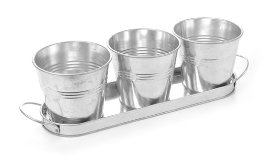 HENDI Display – 3 hinkar med bricka, 415x130x(H)125mm