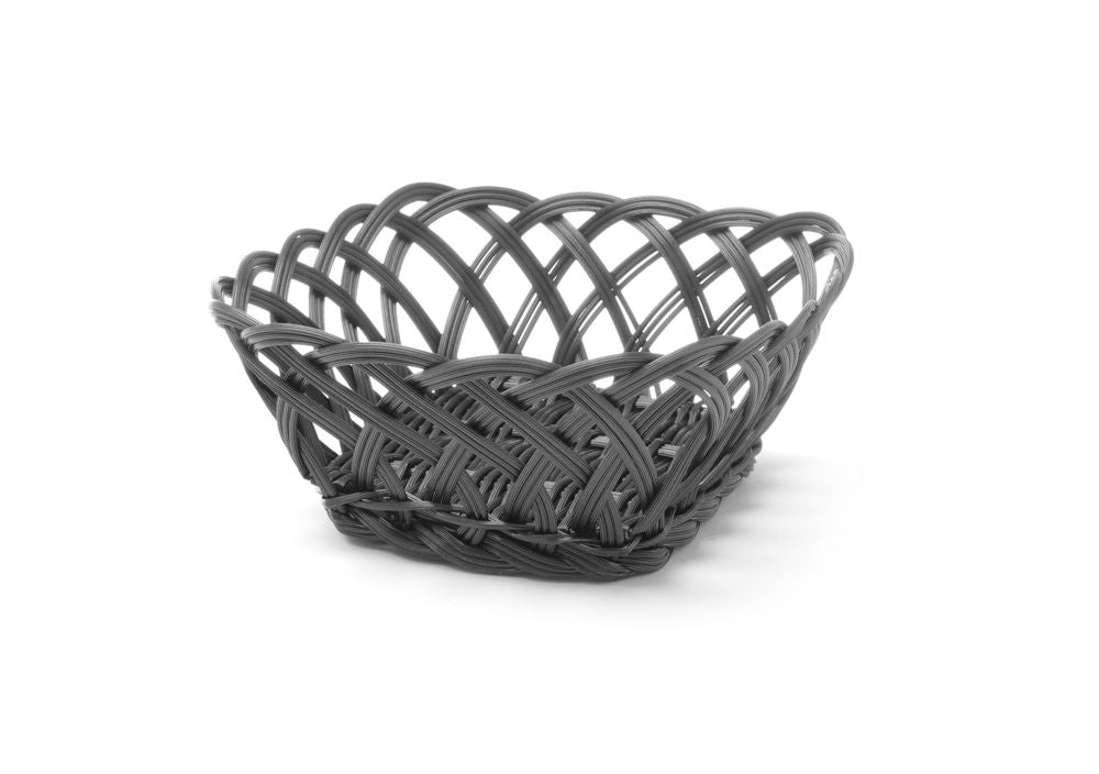 Korgar med flätade sidor, HENDI, fyrkantiga, svarta, 190x190x(H)80mm