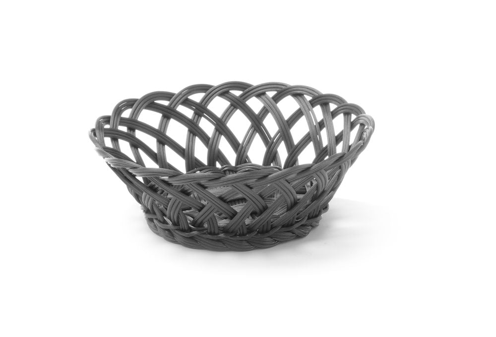 Korgar med flätade sidor, HENDI, runda, svarta, 200x200x(H)65mm