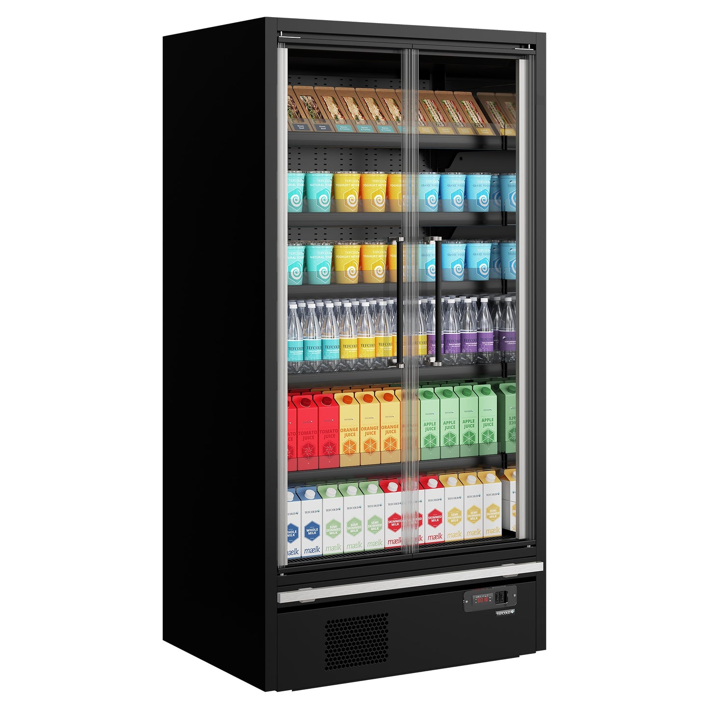 Galaxy+ GP10FGD Black - Multideck-kyl för stormarknader - Energieffektiv multideck-kyl med dörrar