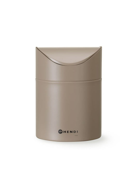 HENDI Beige bordspapperskorg med svängbart lock, 1,2L