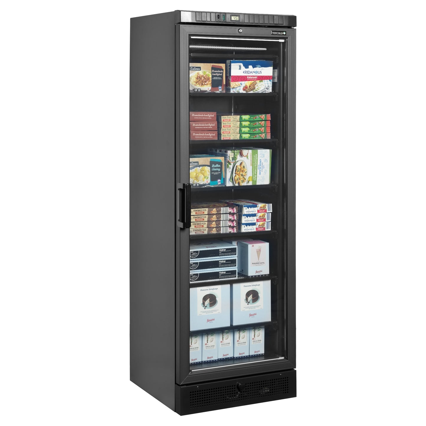 UFSC371G Black - Svart display frys - Displayfrys med uppvärmd glasdörr