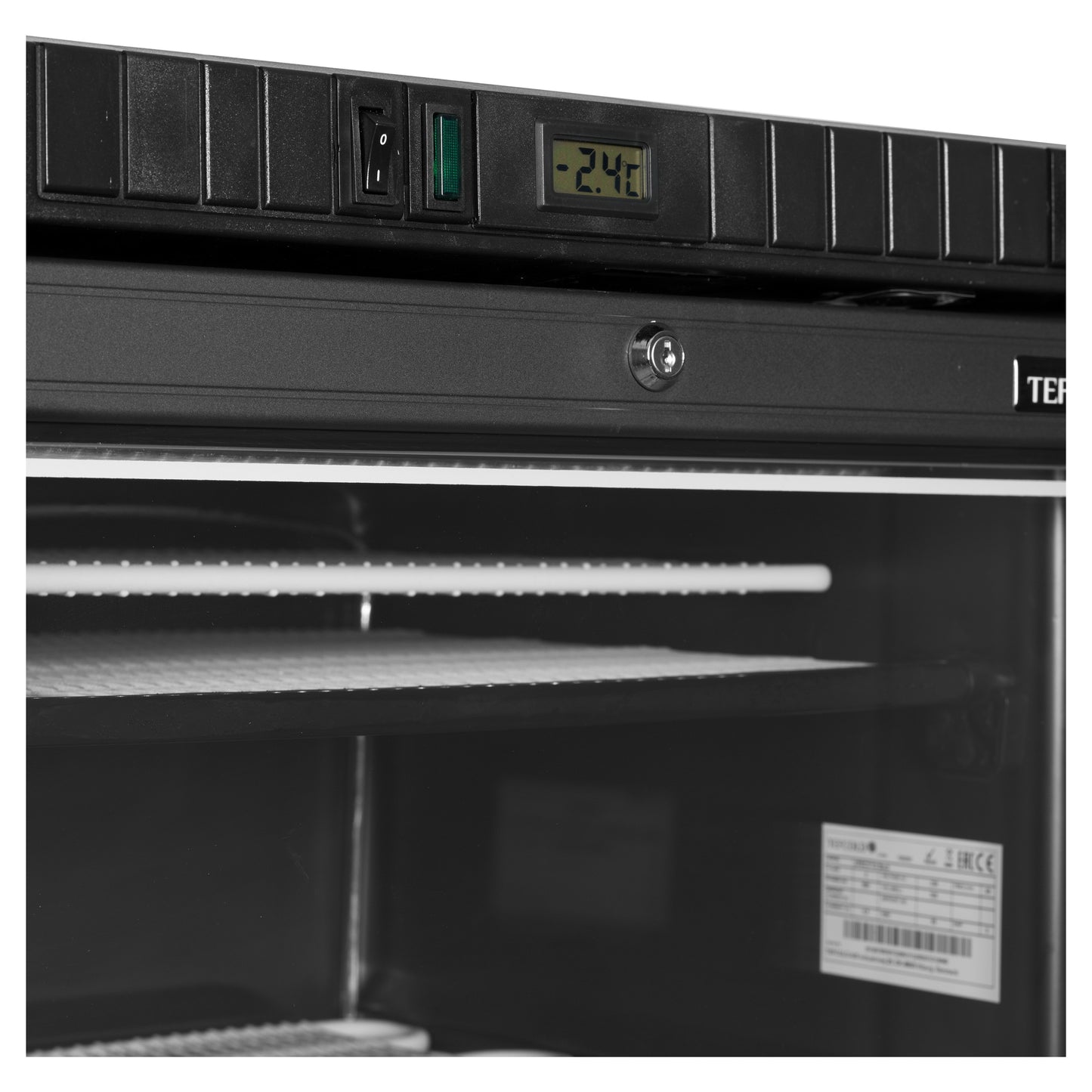 UFSC371G Black - Svart display frys - Displayfrys med uppvärmd glasdörr