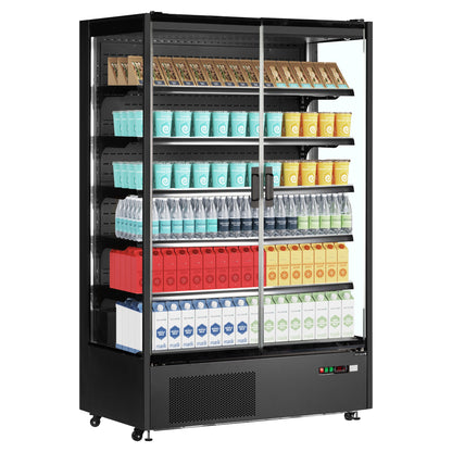 PC1250B - Multideck-kyl för stormarknader - Svart multideck-kyl med ramlösa glasdörrar