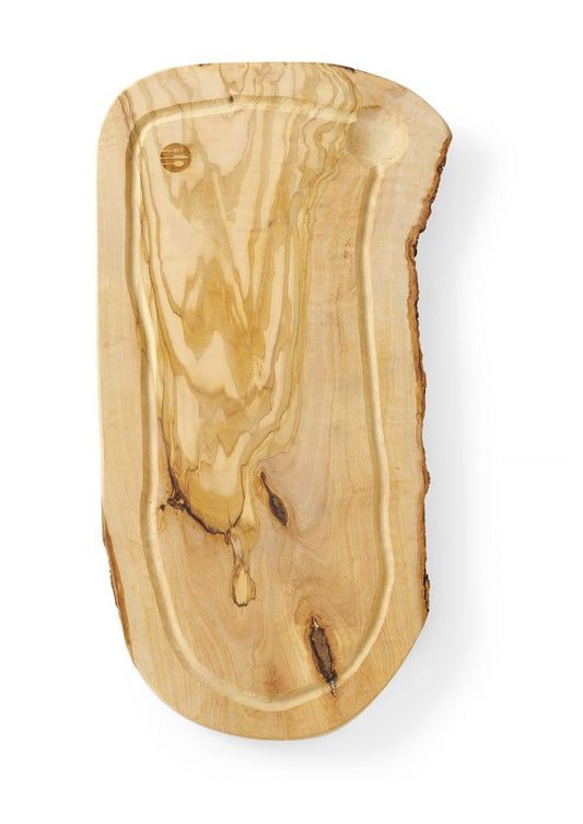 Serveringsbräda med spår, olivträ, rektangulär, HENDI, 400x250x(H)18mm
