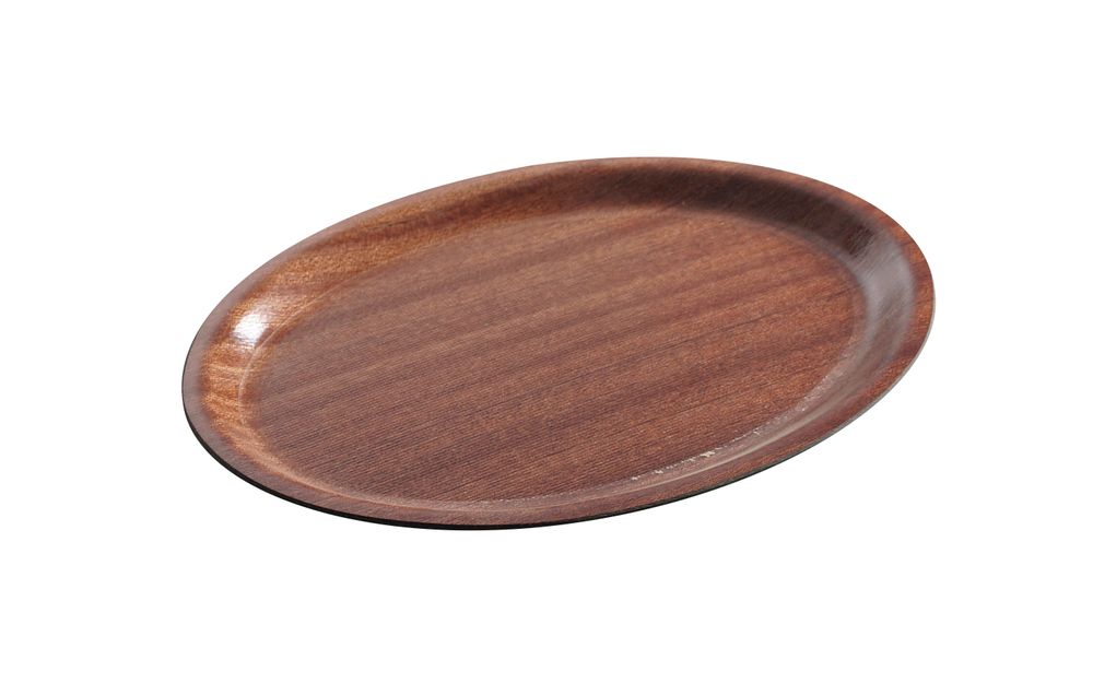 AmerBox Serveringsbricka, oval, halkfri, laminerad, mahogny, 200x265mm