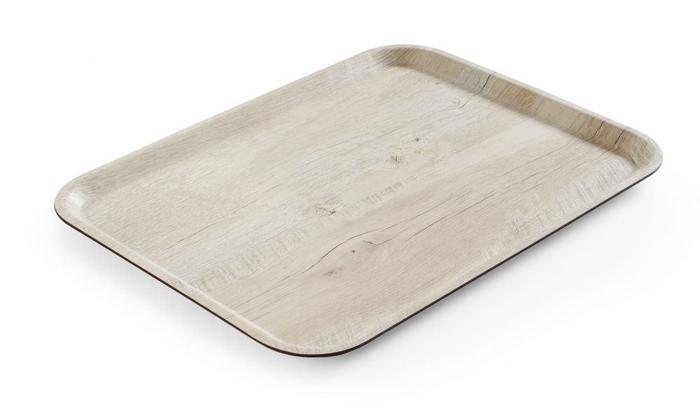 AmerBox Serveringsbricka med melaminlaminat, halkfri, med trädesign, Wood light, 330x430mm