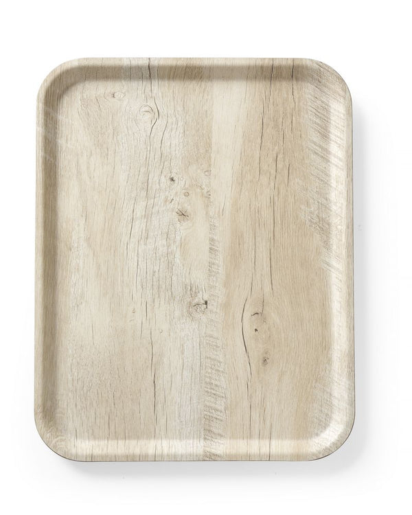 AmerBox Serveringsbricka med melaminlaminat, halkfri, med trädesign, Wood light, 330x430mm