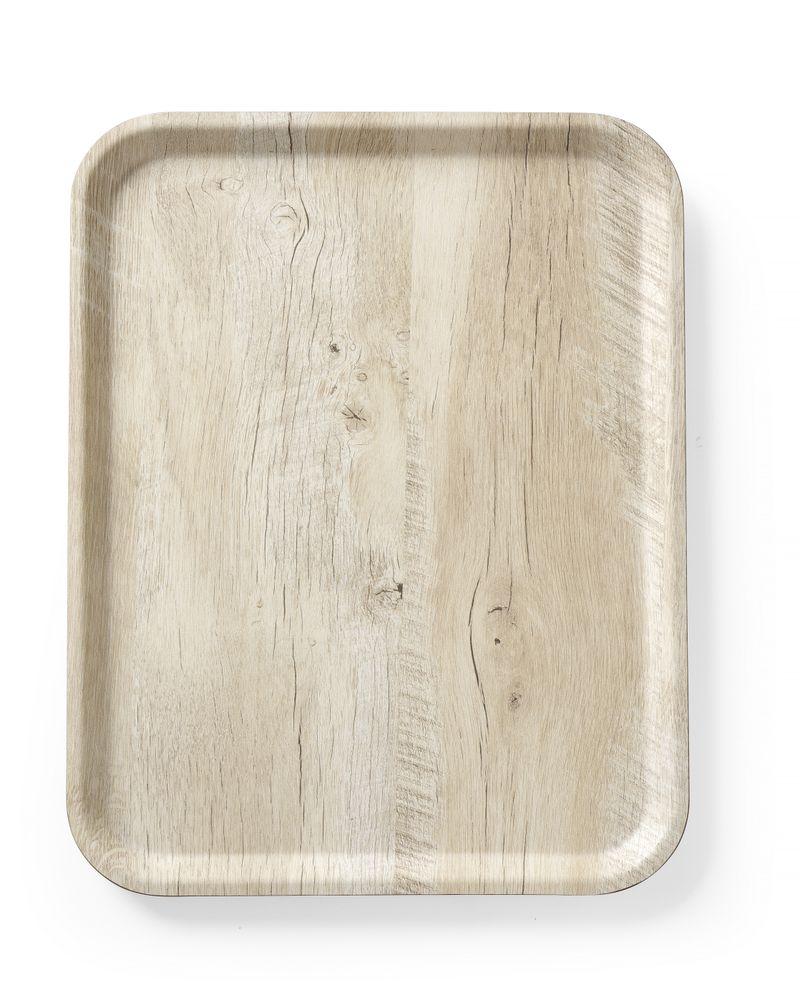 Serving tray with melamine laminate, non slip, with wood design, AmerBox, Wood light, 330x430mm