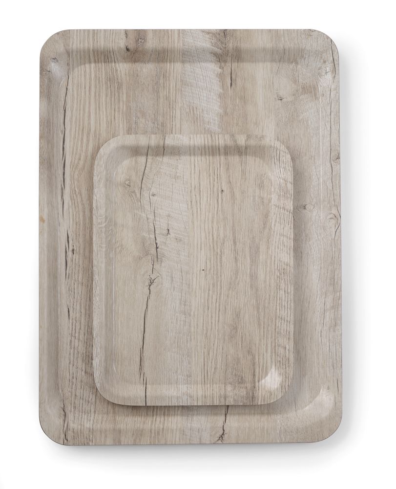 Serving tray with melamine laminate, non slip, with wood design, AmerBox, Wood light, 240x340mm