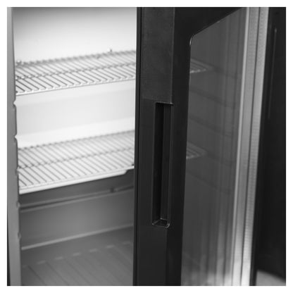 TM44G-1 - Minibar - Svart minibar-kylskåp med ramlös glasdörr