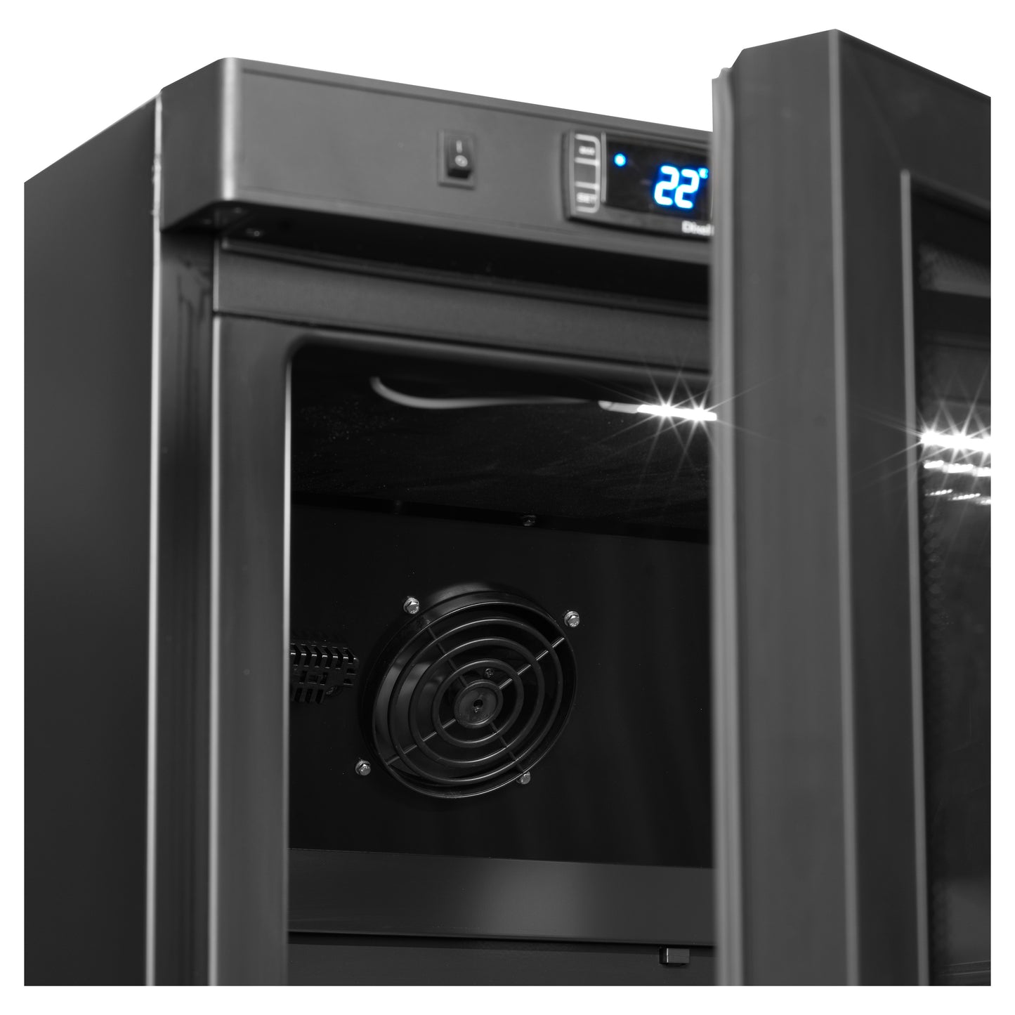 UR600BG - Displaykyl GN2/1 - Svart displaykyl med GN2/1-hyllor
