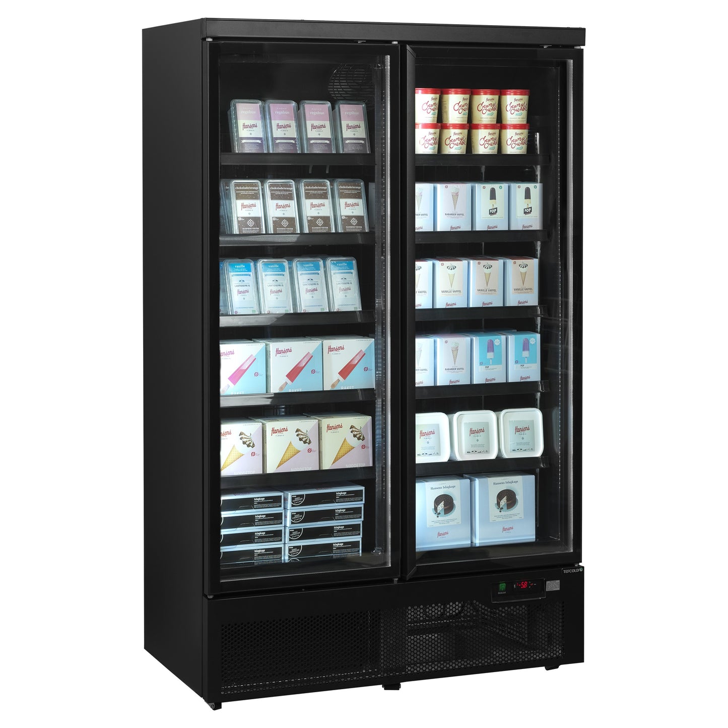 Atom Maxi F2DBB - Displayfrysar - Svart displayfrys med justerbara hyllor