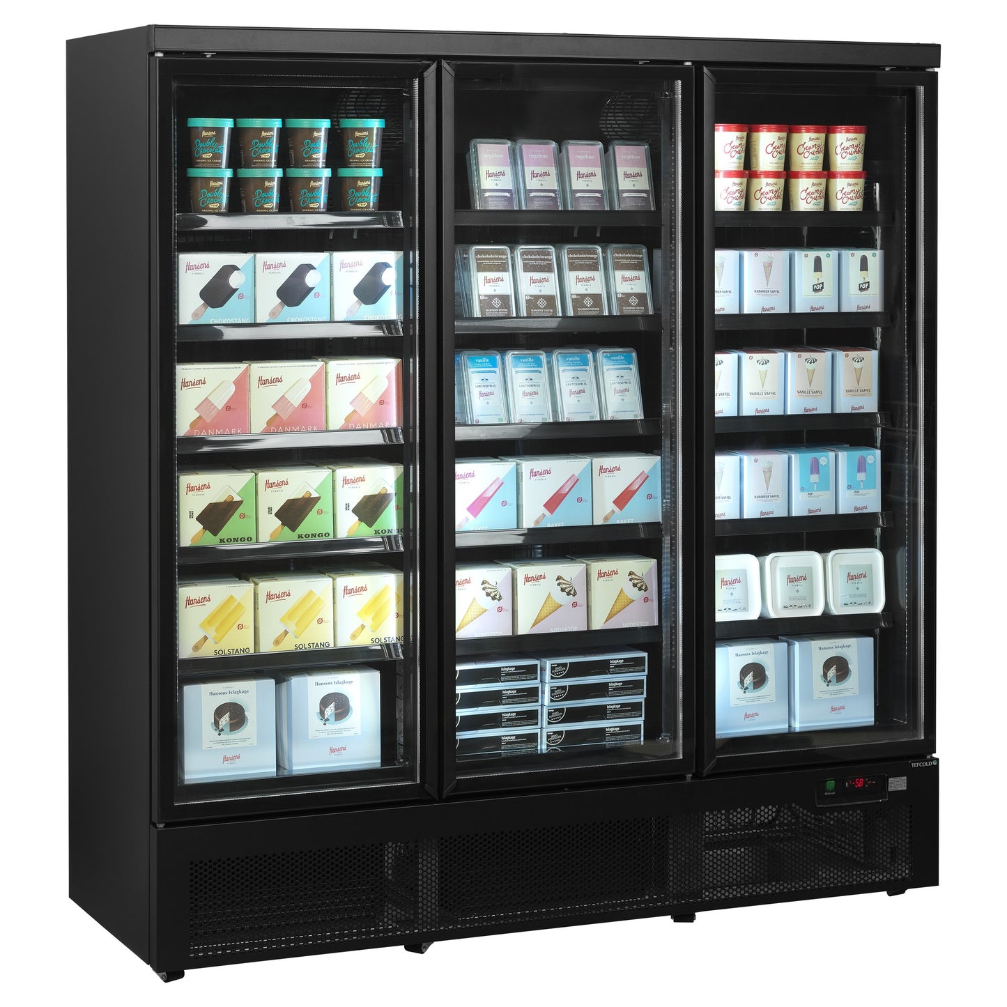 Atom Maxi F3DBB - Displayfrysar - Svart displayfrys med justerbara hyllor