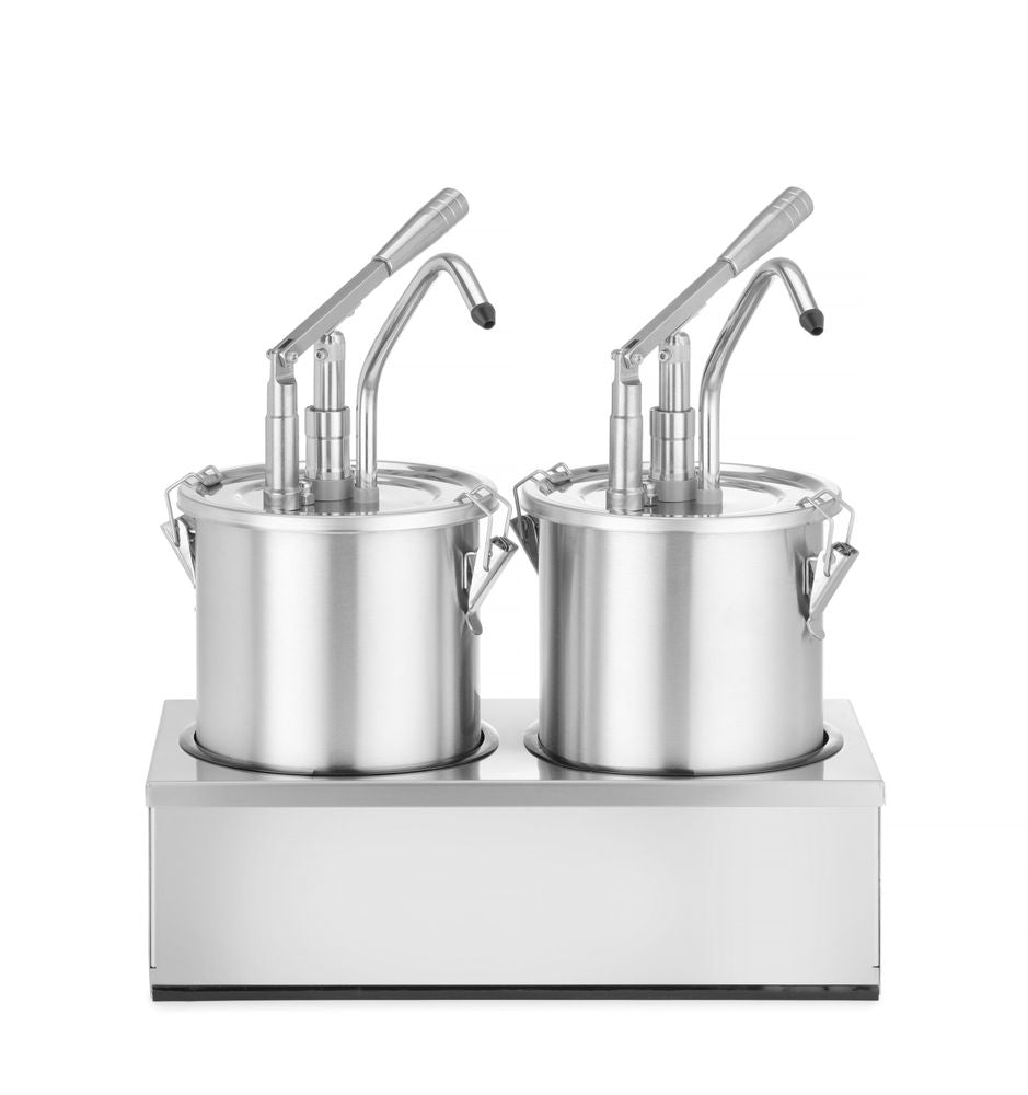 Set: 2 x Såsbehållare i rostfritt stål med dispenser, HENDI, 9L, 400x200x(H)440mm