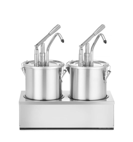 Set: 2 x Såsbehållare i rostfritt stål med dispenser, HENDI, 9L, 400x200x(H)440mm
