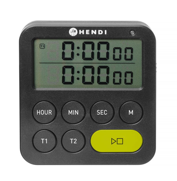 Hendi Dubbel timer, Svart, 82x20x(H)86mm